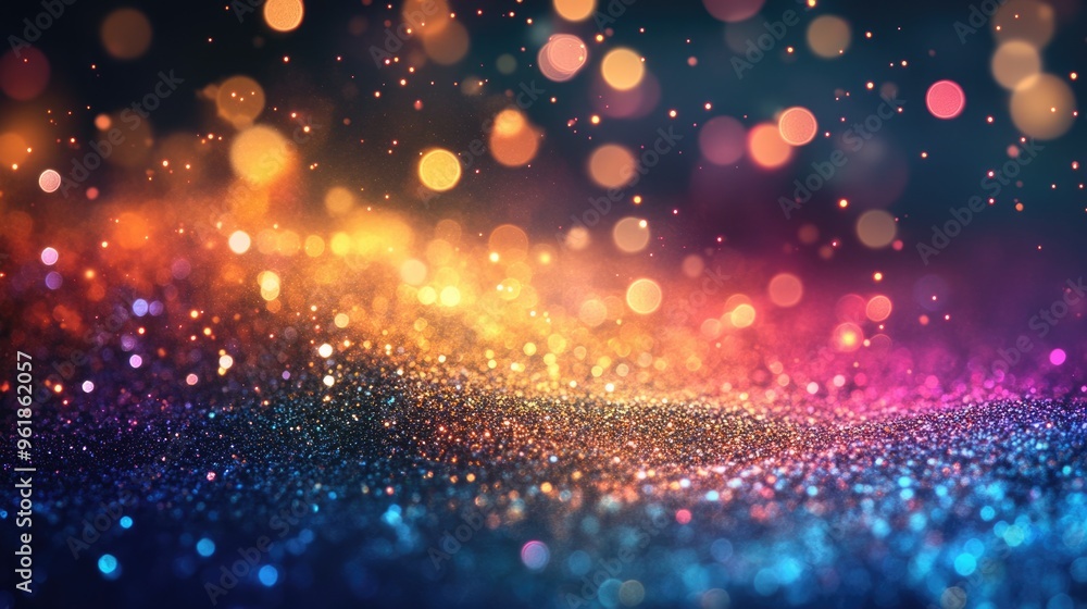 Fototapeta premium Multi Color Glitter Background. Bokeh Lights with Abstract Colorful Motion Blur