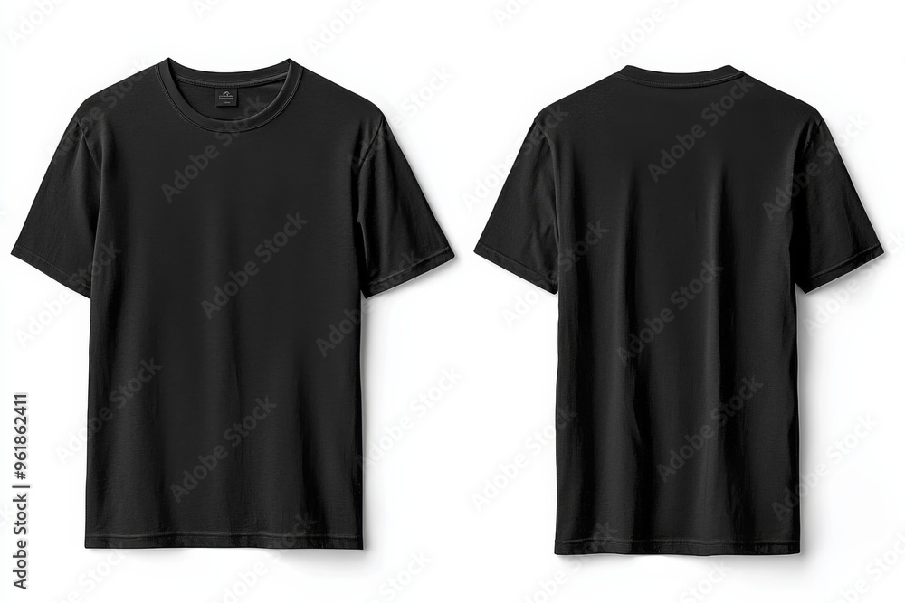 Black Tshirt Mockup Front and Back Isolated created with Generative AI Black Tshirt Mockup Front and Back Isolated created with Generative AI