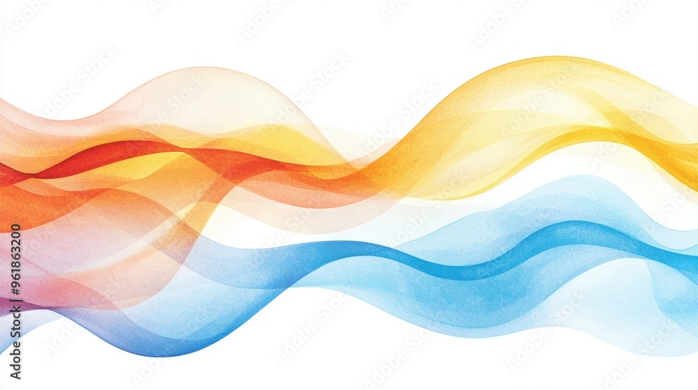 Fototapeta premium Abstract fluid lines, dynamic curves, bright color palette, Watercolor style