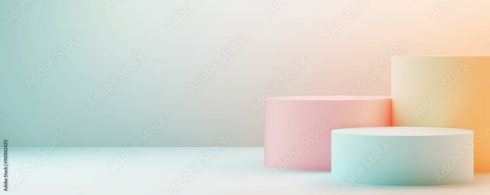 Minimalist shapes, soft pastel gradients, abstract, 3D illustration Minimalist shapes, soft pastel gradients, abstract, 3D illustration