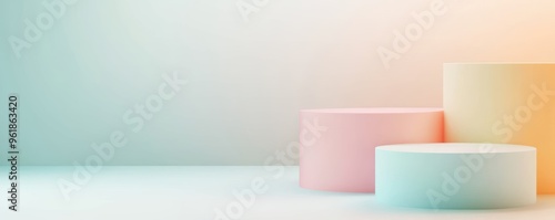 Minimalist shapes, soft pastel gradients, abstract, 3D illustration photo