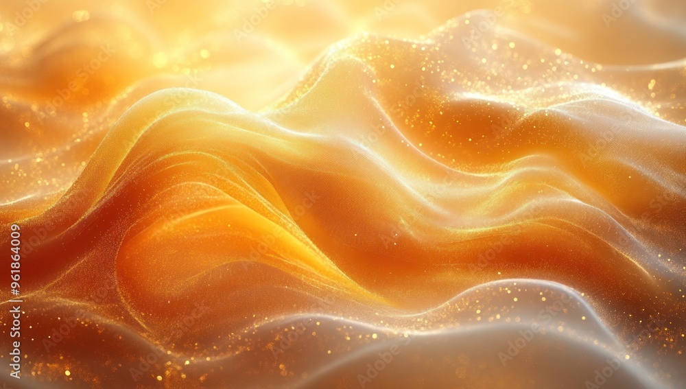 Abstract Golden Waves with Sparkling Glitter Abstract Golden Waves with Sparkling Glitter