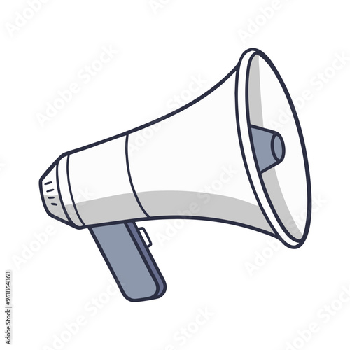 A gray megaphone icon, representing announcements, marketing, and public communication