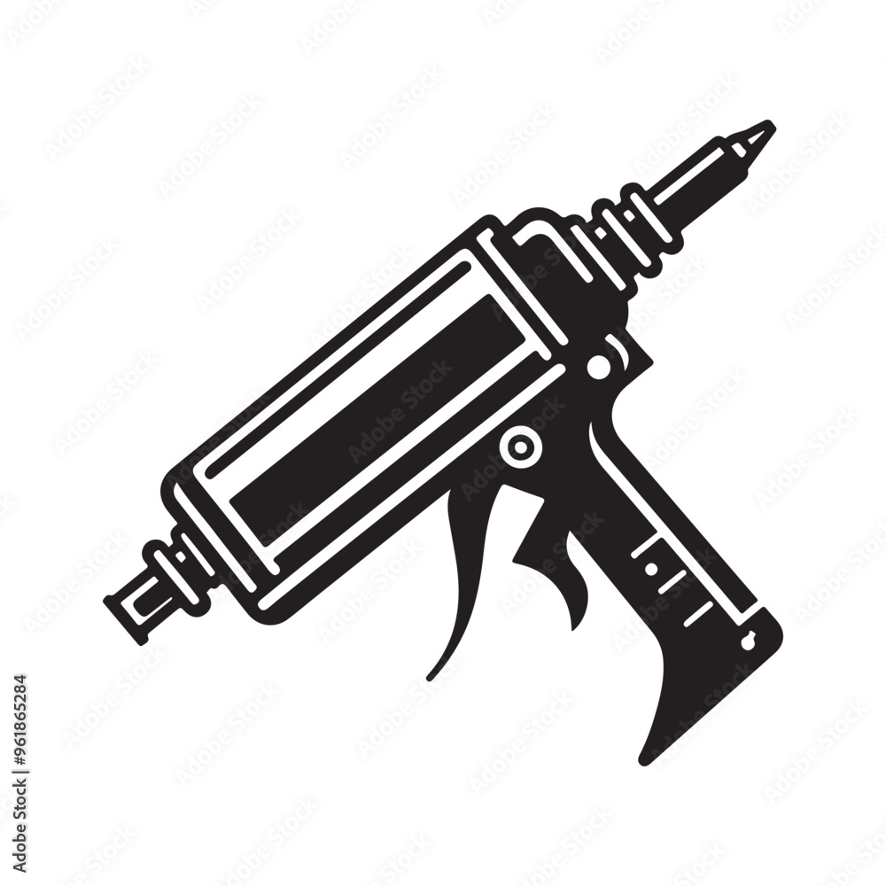 create me Caulking Gun Silhouette Vector illustration with white solid background create me Caulking Gun Silhouette Vector illustration with white solid background