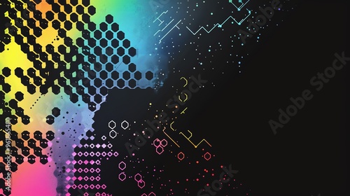 Wallpaper Mural Abstract colorful Geometric hexagon pattern vector illustration with blue glow Torontodigital.ca