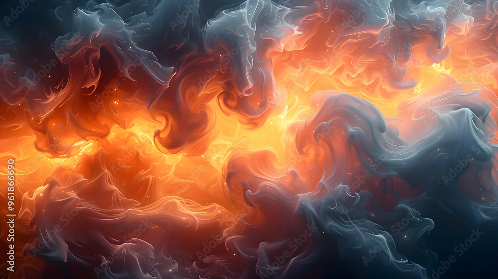 Abstract Background with Swirling Orange and Grey Smoke Abstract Background with Swirling Orange and Grey Smoke