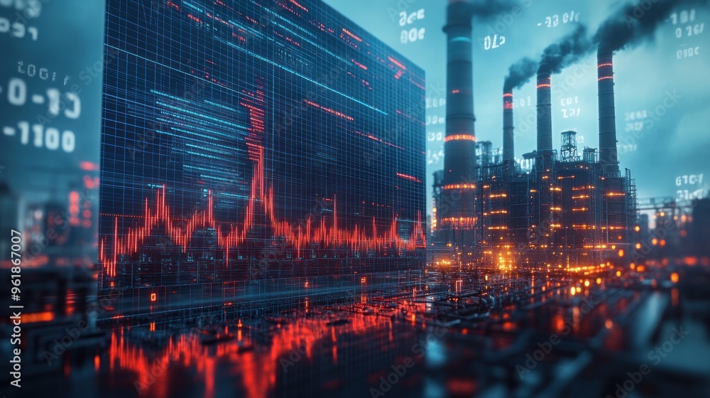 Fototapeta premium Industrial Cityscape: A Visual Representation of Economic Growth