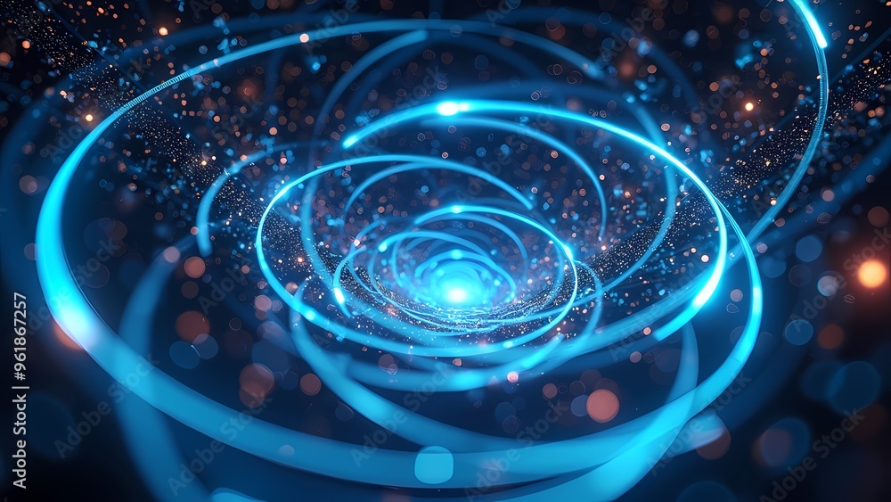 Abstract Digital Vortex with Glowing Blue Rings Abstract Digital Vortex with Glowing Blue Rings