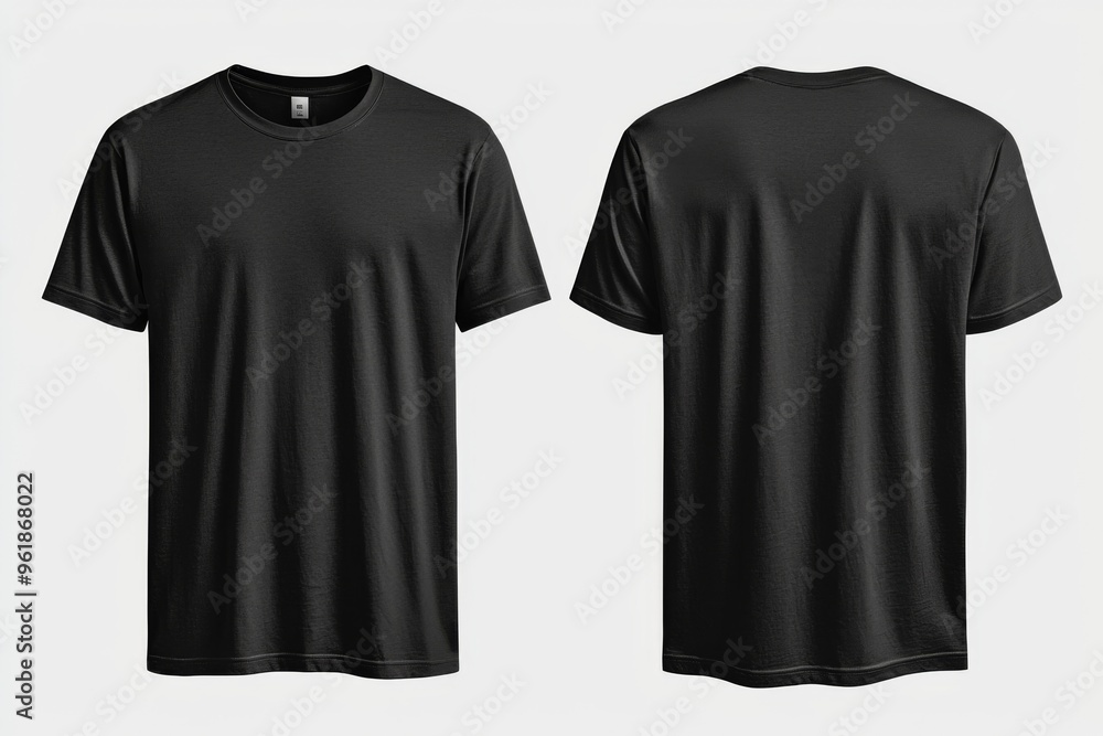 Naklejka premium Black Tshirt Mockup Front and Back Isolated created with Generative AI