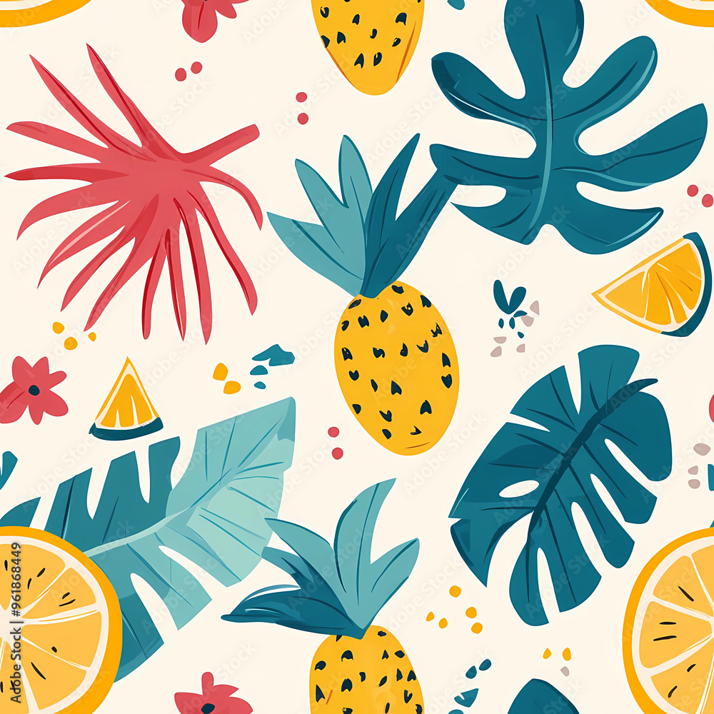 Fototapeta premium summer themed background with repeatable pattern, seamless pattern backdrop