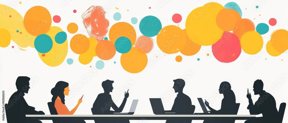 Vibrant business meeting with mind mapping, showcasing the development of strategic ideas in a creative setting Vibrant business meeting with mind mapping, showcasing the development of strategic ideas in a creative setting