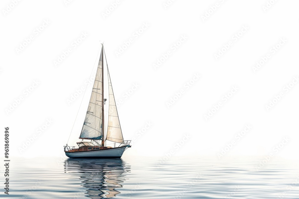 Fototapeta premium Sailboat gliding across calm water on a serene day