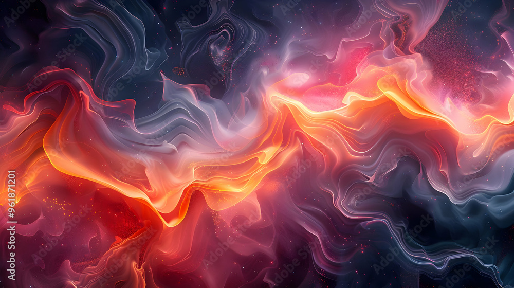 Abstract Background with Swirling Colors and Glowing Particles Abstract Background with Swirling Colors and Glowing Particles