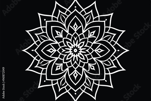 Luxury mandala background, arabesque style vector illustration black and white.