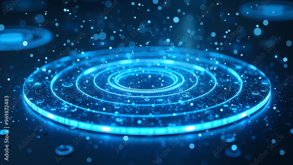 Futuristic Glowing Blue Circles with Scattered Light Points Futuristic Glowing Blue Circles with Scattered Light Points