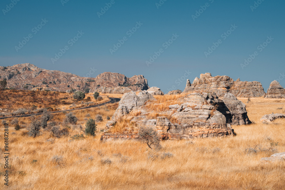 Scenic rock formations in Isalo National Park, Madagascar