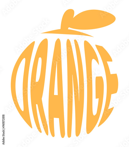 Orang Flat Color Fruit Typography Illustration