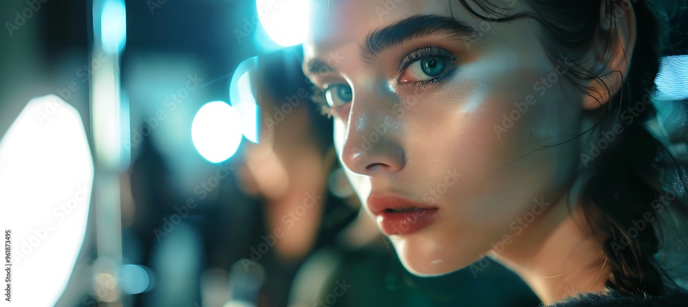 A Skilled Beautician Perfecting Makeup Application A Skilled Beautician Perfecting Makeup Application
