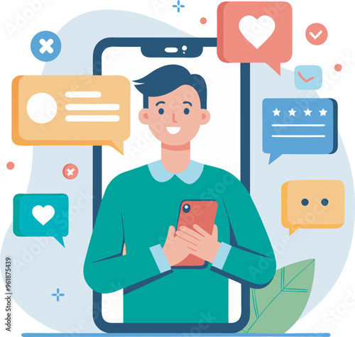 people using mobile chatting vector illustration