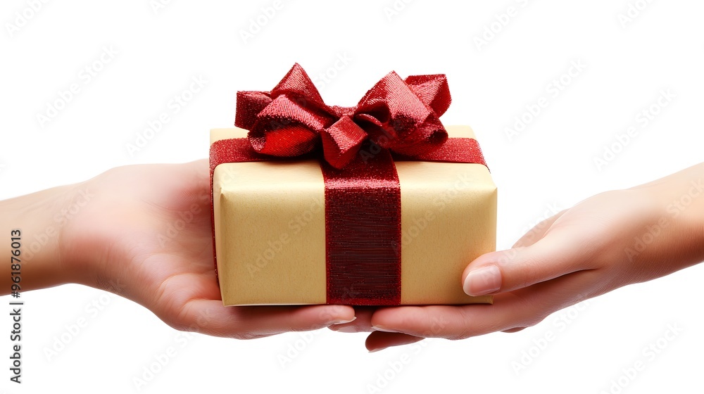Hand Holding a Gift Box with a Bow: A hand presenting a neatly wrapped gift box with a perfectly tied bow, against a plain white background.
Hand Holding a Gift Box with a Bow: A hand presenting a neatly wrapped gift box with a perfectly tied bow, against a plain white background.