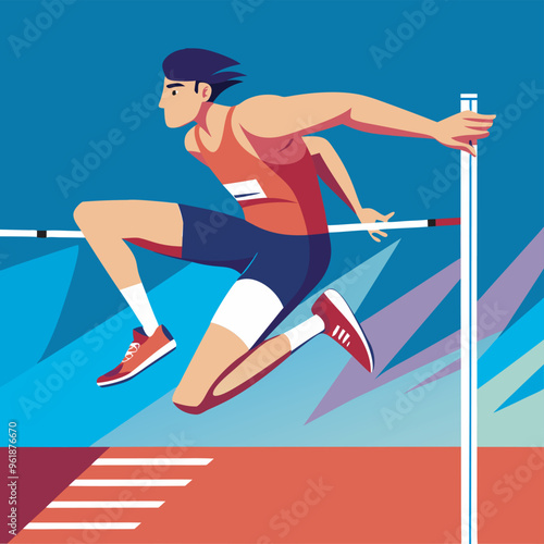 high jumping  olympic player vector illustration