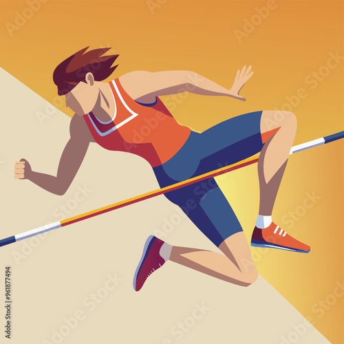 high jumping  olympic player vector illustration
