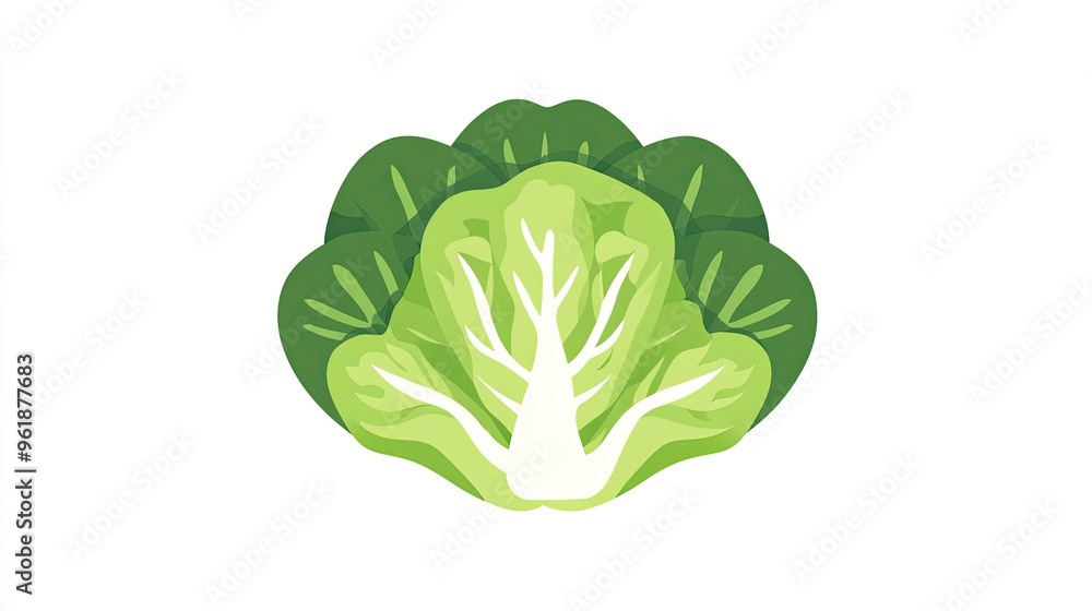 Fototapeta premium A lettuce icon with layered leaves, symbolizing fresh salads and healthy eating.