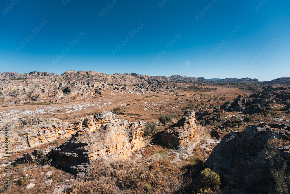 Scenic rock formations in Isalo National Park, Madagascar