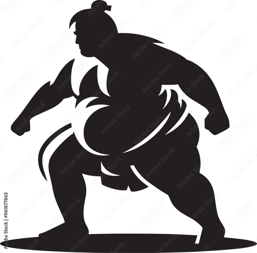 Fototapeta premium Sumo fight silhouette vector illustration isolated on a white background
