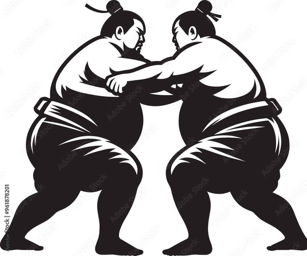 Sumo fight silhouette vector illustration isolated on a white background Sumo fight silhouette vector illustration isolated on a white background