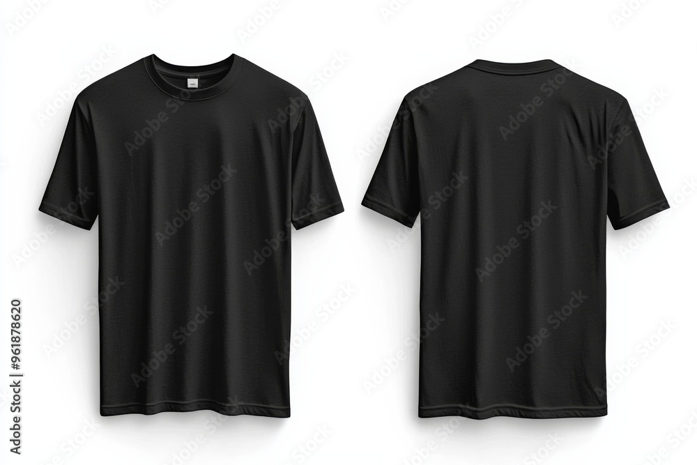 Black Tshirt Mockup Front and Back Isolated created with Generative AI Black Tshirt Mockup Front and Back Isolated created with Generative AI