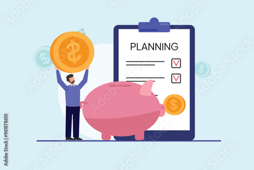 Management of finance concept.. Colored flat vector illustration isolated.