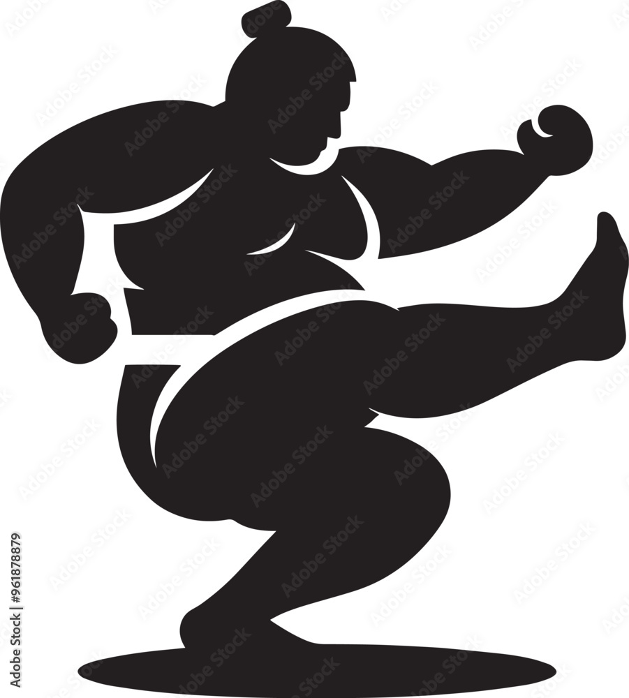 Fototapeta premium Sumo fight silhouette vector illustration isolated on a white background