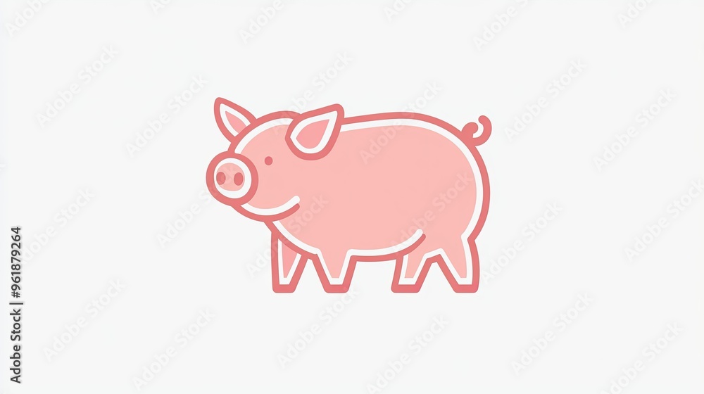 A pig icon with simple lines, representing pork production and farming. A pig icon with simple lines, representing pork production and farming.