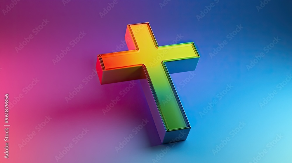 A rainbow cross icon, representing God's promise and the inclusiveness of His love. A rainbow cross icon, representing God's promise and the inclusiveness of His love.