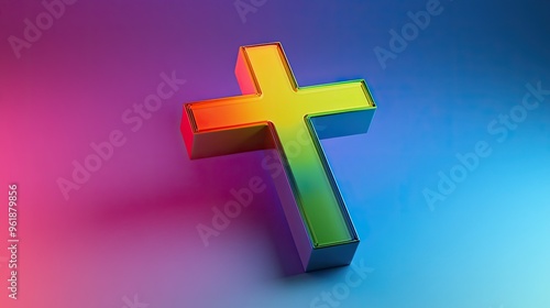 A rainbow cross icon, representing God's promise and the inclusiveness of His love.