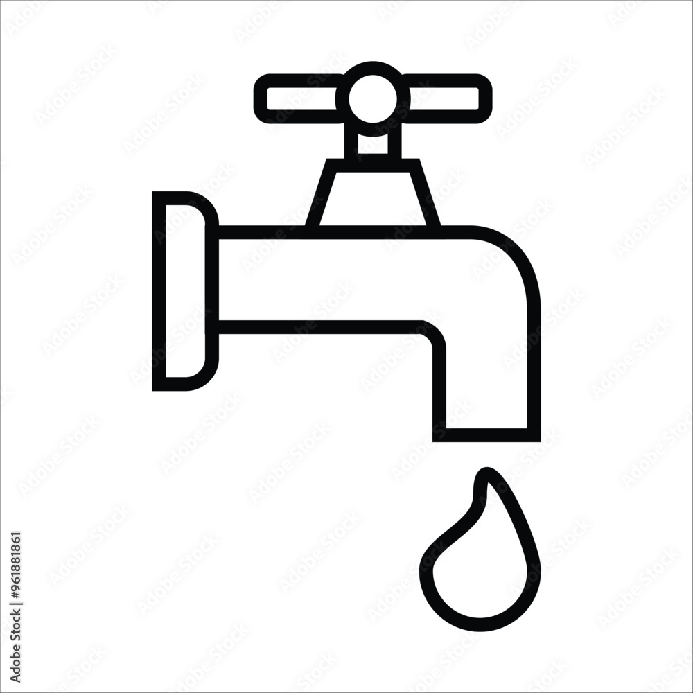 water tap vector icon line template water tap vector icon line template