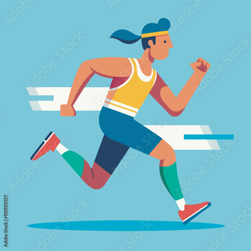 runner running sports flat vector illustration design