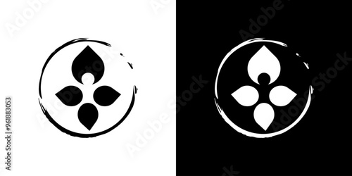 The circular leaves are in the form of a perennial flower with a human negative space in the center and followed by the artistic flow of the outer circle.