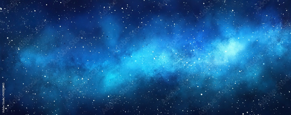 Fototapeta premium Captivating cosmic landscape featuring a vibrant blue galaxy amidst twinkling stars, perfect for celestial-themed projects.