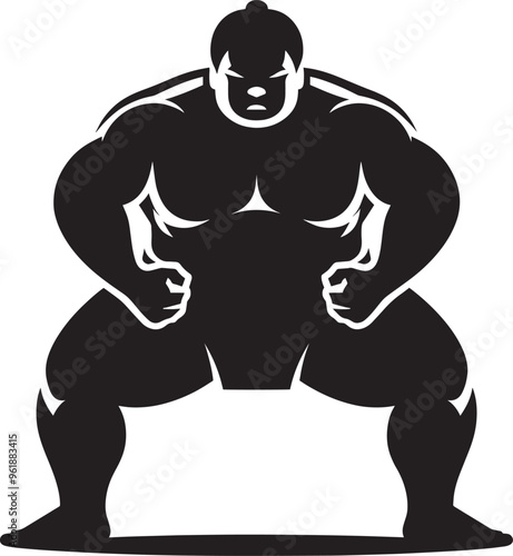 Sumo fight silhouette vector illustration isolated on a white background