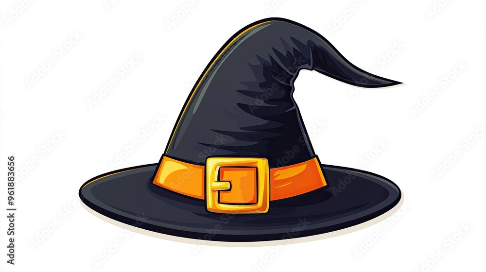 Naklejka premium A witch's hat icon with a buckle, representing classic Halloween imagery.