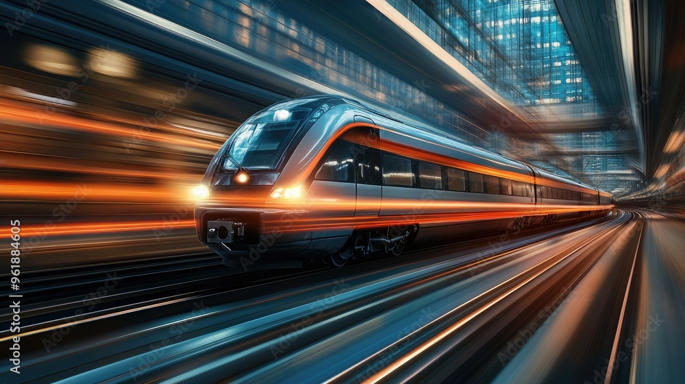 An electric train icon in motion, with speed lines emphasizing its fast, efficient service. An electric train icon in motion, with speed lines emphasizing its fast, efficient service.