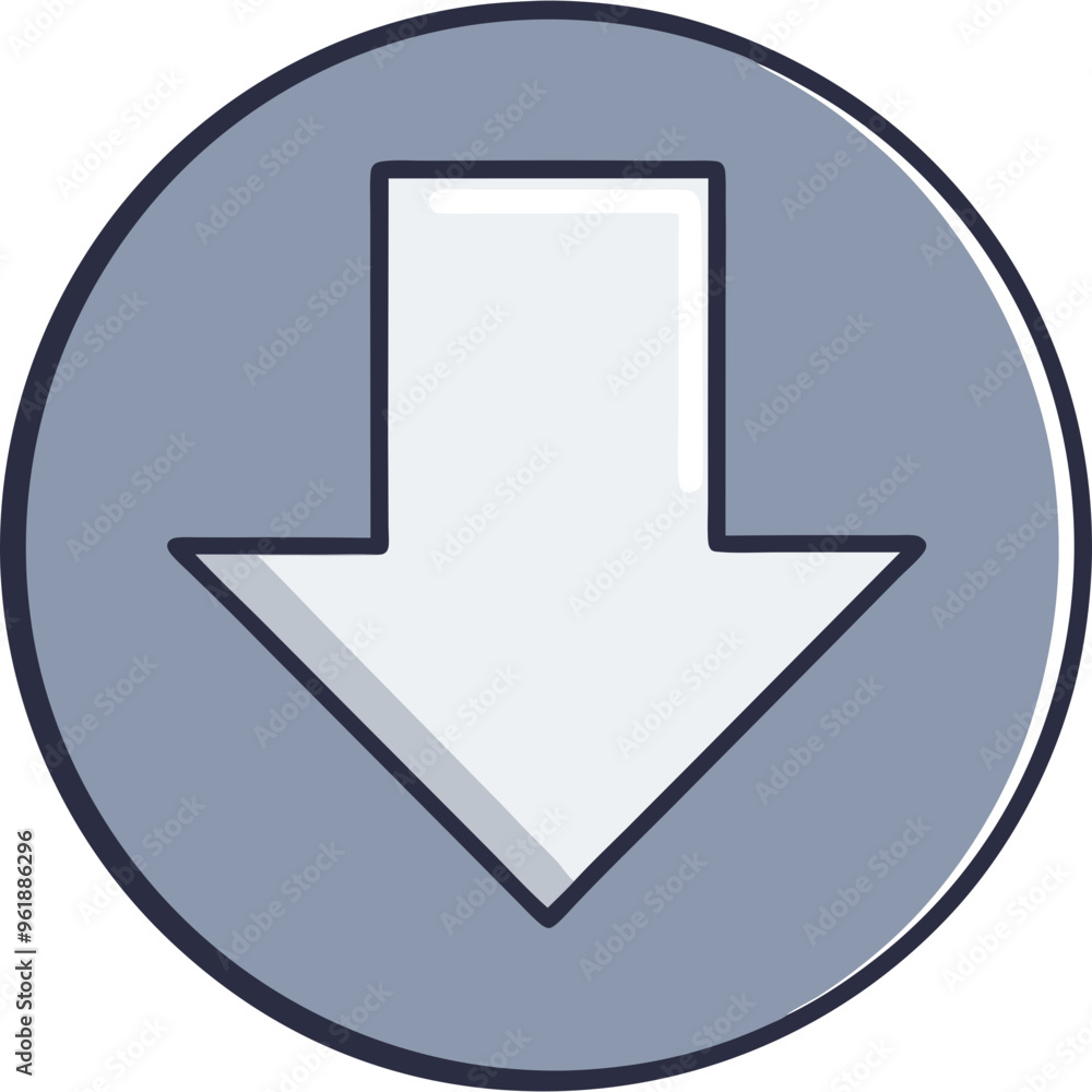 A gray download arrow icon, illustrating digital downloads, file transfers, and online resources in business