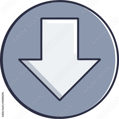 A gray download arrow icon, illustrating digital downloads, file transfers, and online resources in business