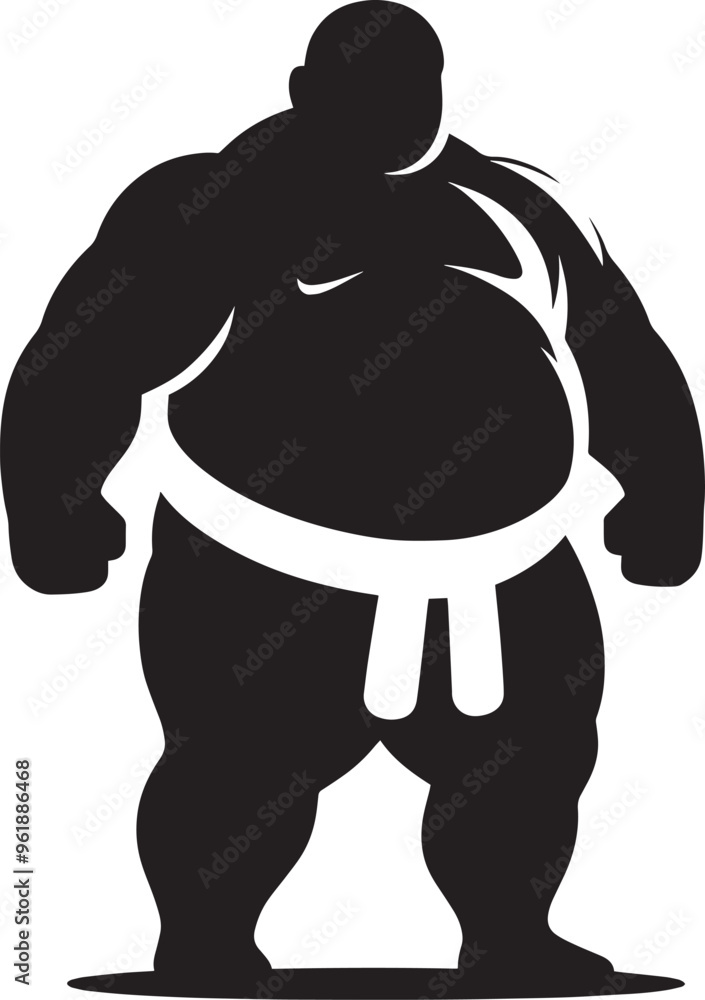 Fototapeta premium Sumo fight silhouette vector illustration isolated on a white background