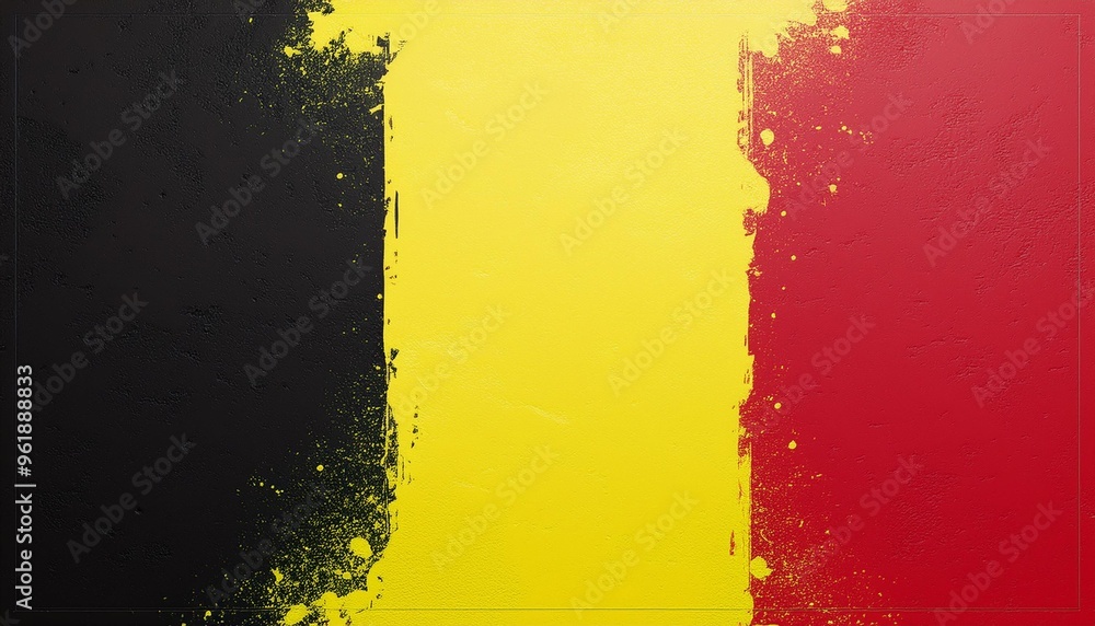Naklejka premium Belgian flag background with a paint splash texture on the wall