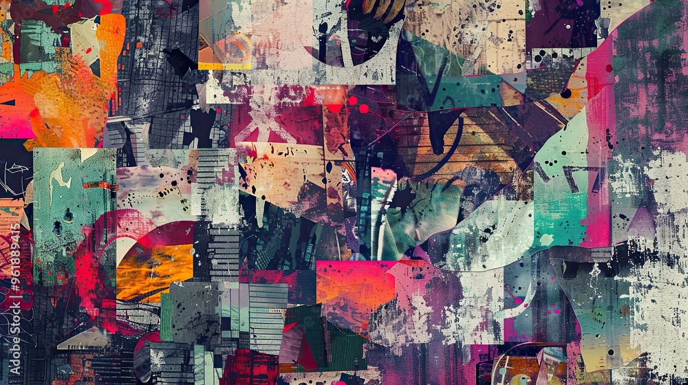 Colorful doodles and textures blend into a dynamic Dadaism backdrop Colorful doodles and textures blend into a dynamic Dadaism backdrop