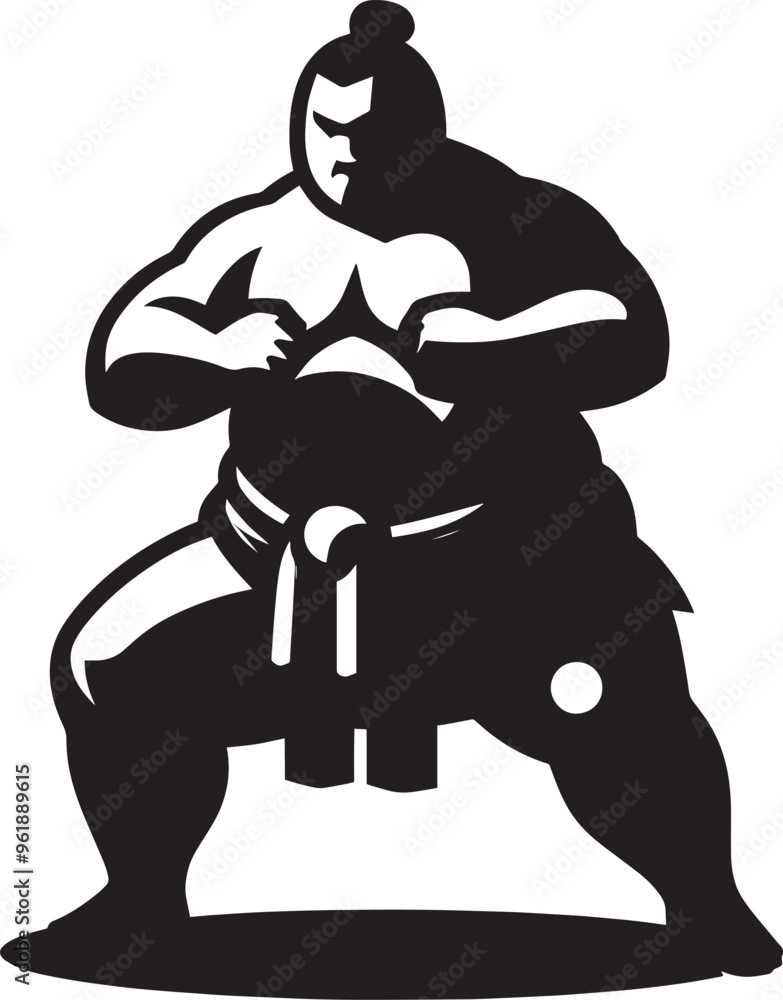 Fototapeta premium Sumo fight silhouette vector illustration isolated on a white background