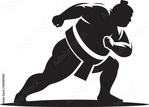 Sumo fight silhouette vector illustration isolated on a white background